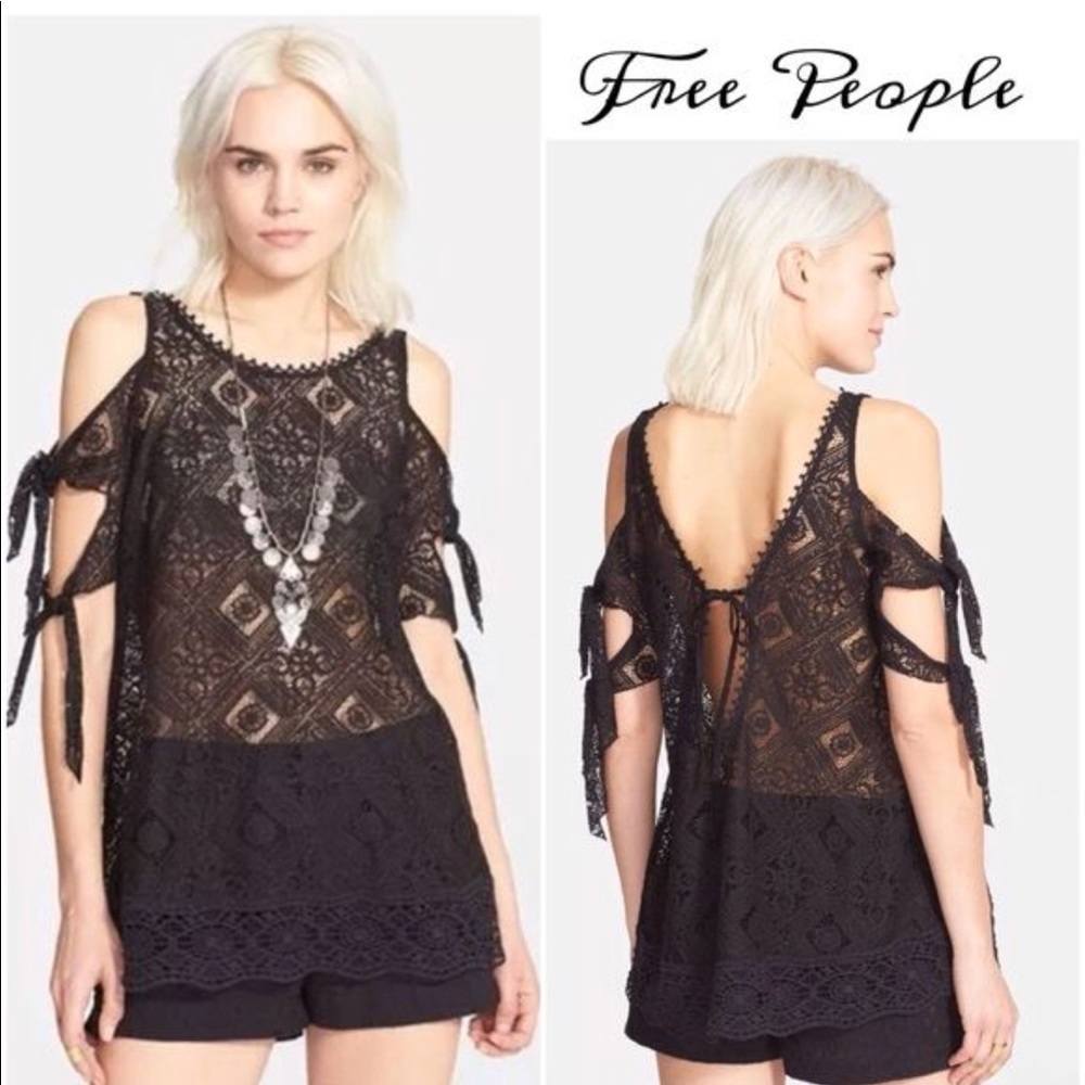 Free People black lace blouse
